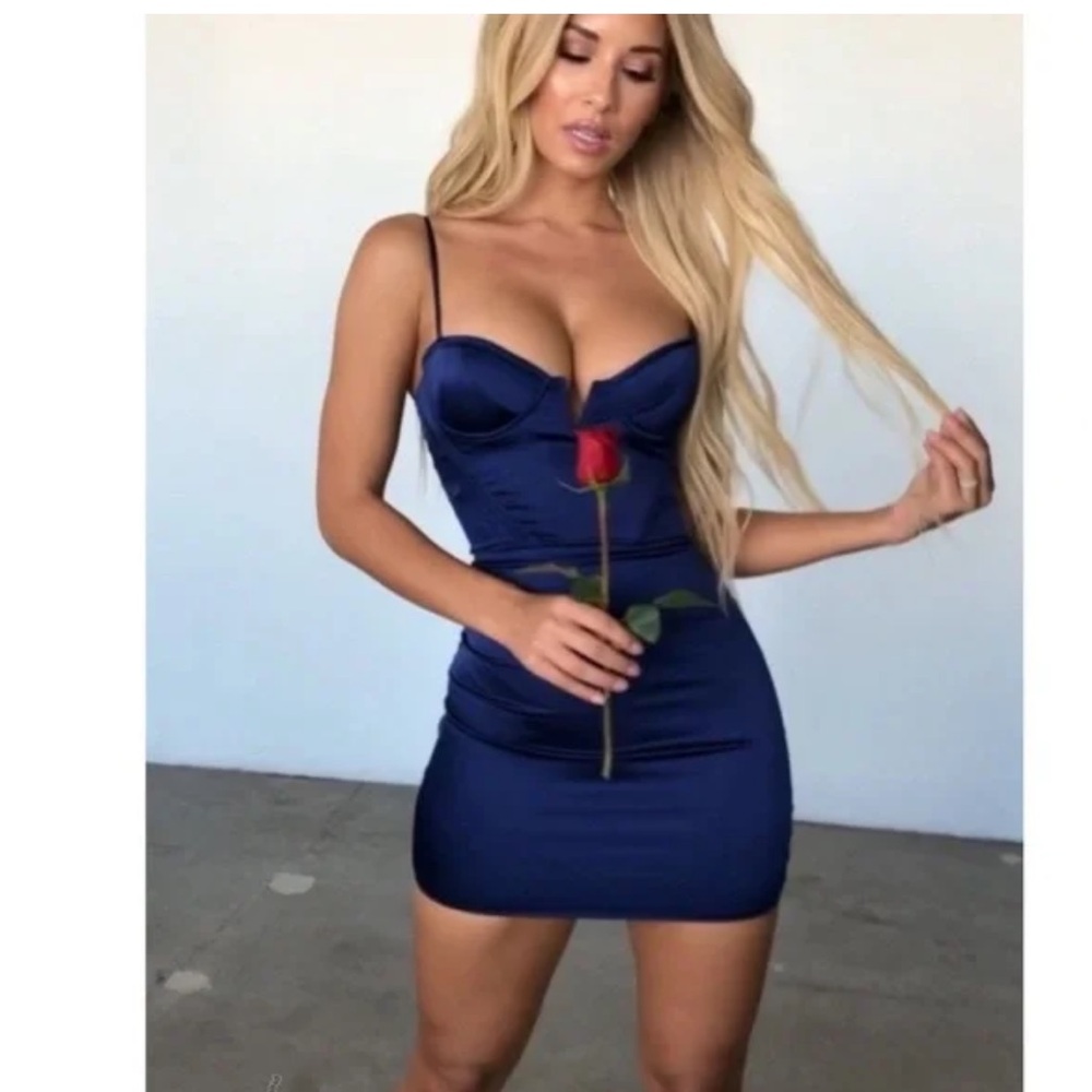 Oh Polly Navy Blue Underwire Mini Dress